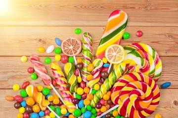 Canvas Print - Colorful tasty sweet Candy on desk