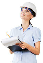 Wall Mural - Female engineer inspector make notes