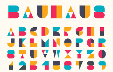Wall Mural - bauhaus alphabet stylized vector, geometric typeface flat design