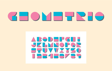 Wall Mural - retro typeface alphabet typeface and number letter a-z in capital