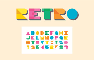 Wall Mural - retro typeface alphabet typeface and number letter a-z in capital