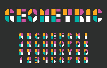Wall Mural - bauhaus alphabet stylized vector, geometric typeface flat design