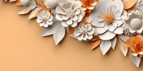 Wall Mural - AI Generated. AI Generative. 3d render flower pattern poster decoration card. Graphic Art