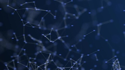 Fototapete - Network connection data monitor structure. Digital background with dots and lines. Big data visualization. 3D Animation seamless technology loop