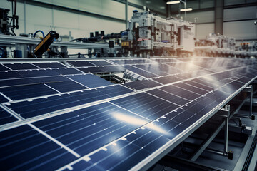 Wall Mural - production of solar panels. alternative energy sources.generated by ai.  Generative AI