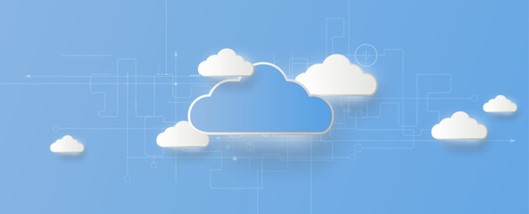 Cloud technology. Integrated digital web concept background