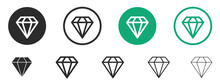 Diamond Icon Vector Set. Valueable Gem Simple Line Icon Set. Gemstone Pictogram. Crystal Shape Illustration With Editable Stroke. Premium Product Or Content Diamond Symbol