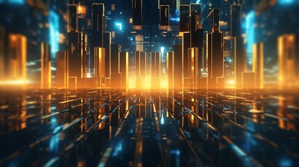 Canvas Print - abstract futuristic background with glowing neon lines. generative ai