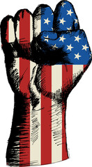 Wall Mural - sketch illustration of a fist with american insignia in png file