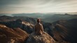 © XtravaganT - Woman practicing yoga and meditation on a mountain. Generative AI
