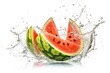 stock photo of water splash with sliced melon isolated Food Photography