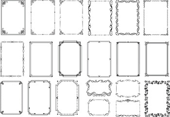Decorative frames. Vintage rectangle border. Isolated icons vector set
