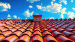 Roof tiles against the blue sky. Generative ai