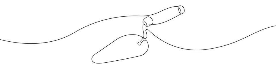 Poster - Trowel icon line continuous drawing vector. One line Stove trowel icon vector background. Construction trowel icon. Continuous outline of a Trowel design icon.
