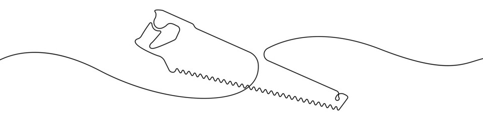 Poster - Hand saw icon line continuous drawing vector. One line Ripping saw icon vector background. Wood saw icon. Continuous outline of a Woodworking tool icon.