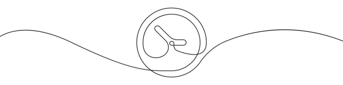 Clock icon line continuous drawing vector. One line Construction Clock icon vector background. Timer icon. Continuous outline of a Alarm clock icon.