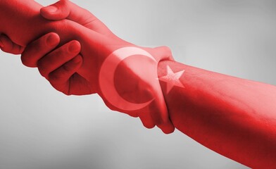 Wall Mural - Turkey Earthquake concept, shaking hands