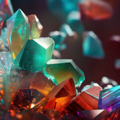Poster - modern polygonal gemstone illustration with a gradient glow. precious and holographic beauty. genera
