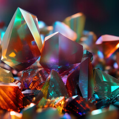 Poster - shiny, three-dimensional gem with a colorful rainbow glow. abstract shapes and geometric luxury. gen