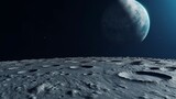 Fototapeta Do akwarium - The lunar surface as seen from a moon rover. Generative ai