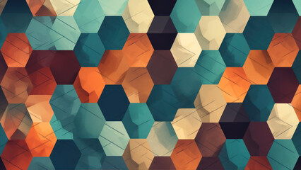 Poster - Abstract colorful geometric background with hexagons. 3d render illustration. generative ai