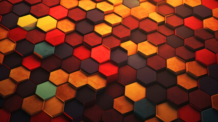 Poster - Colorful hexagon background. 3d rendering, 3d illustration. generative ai
