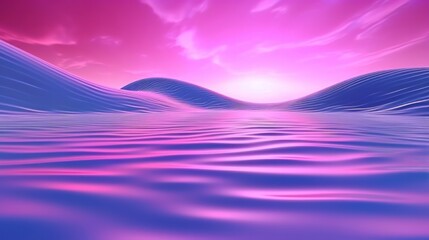 Poster - A serene sunset over a calm body of water. Generative ai