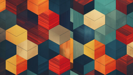 Poster - Abstract colorful geometric background with hexagons. 3d render illustration. generative ai