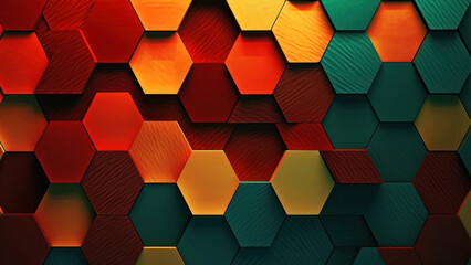 Poster - Abstract colorful geometric background with hexagons. 3d render illustration. generative ai