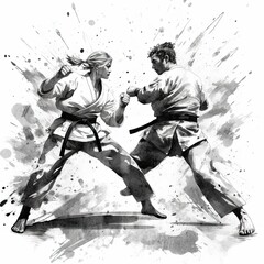 Wall Mural - Martial Arts sports illustration - made with Generative AI tools