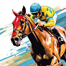 Horse Racing Sports Illustration - Made With Generative AI Tools