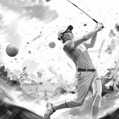 Wall Mural - golf sports illustration - made with Generative AI tools