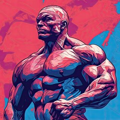 Wall Mural - Bodybuilding illustration - made with Generative AI tools