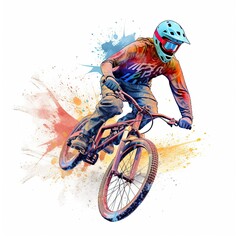 Wall Mural - BMX sports illustration - made with Generative AI tools