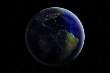 Wall Mural - earth at the night. nightly earth planet in outer space. north and south america. elements furnished