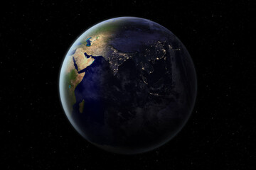 Wall Mural - earth at the night. nightly earth planet in outer space. elements of this image furnished by nasa.
