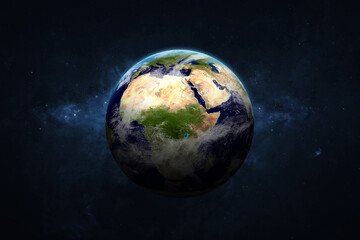 Wall Mural - earth, galaxy and nebula. view of earth - planet of the solar system. high resolution image. element