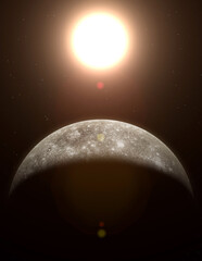 Wall Mural - mercury. view of planet mercury from space. sun, space, nebula and planet mercury. this image elemen