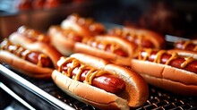 Hot Dog On Barbecue Grill