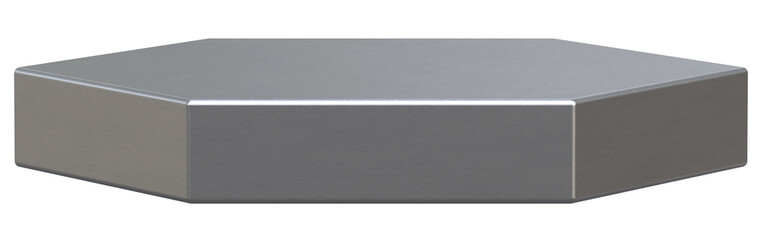 Stainless steel hexagonal podium isolated on transparent background