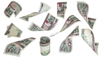 Aufkleber - 3D rendering of Honduran Lempira notes flying in different angles and orientations isolated on transparent background