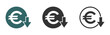  Cost reduction vector signs. Euro decrease vector icons