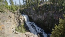 Undine Falls In Yellowstone National Park On Sunny Autumn Day