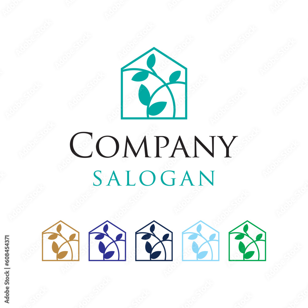 Eco home nature leaf plant decoration house logo design vector template ...