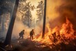 firefighters battling a raging forest fire. Generative Ai