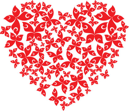 Heart from flying butterflies. Vector illustration on white