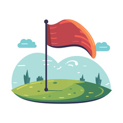 Sticker - Golf flag in hole and landscape