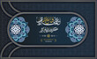 Eid adha mubarak background soft blue paper and green mandala with lantern and islamic ornament. arabic text mean: 