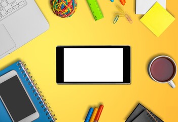 Sticker - Modern smartphone with a blank screen on desk