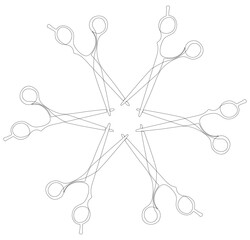 Poster - One continuous line of scissor. Thin Line Illustration vector hairdresser wotk tool, sign concept. Contour Drawing Creative ideas.